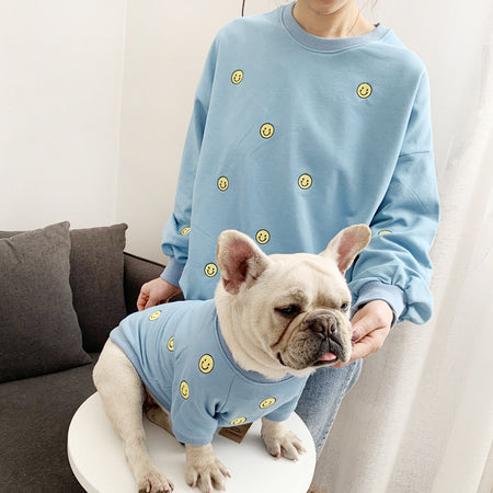 Smiley Embroidered Pet Sweatshirt