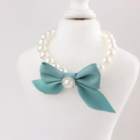 Vintage Pearl Bow Pet Collar