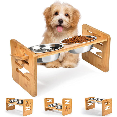 Adjustable Pet Bowl Stand - Elevated Dog and Cat Bowls