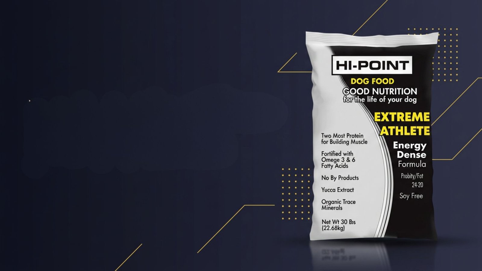 -"Hi-Point Extreme Athlete Energy Dense Dog Food for working dogs, soy free and high protein"