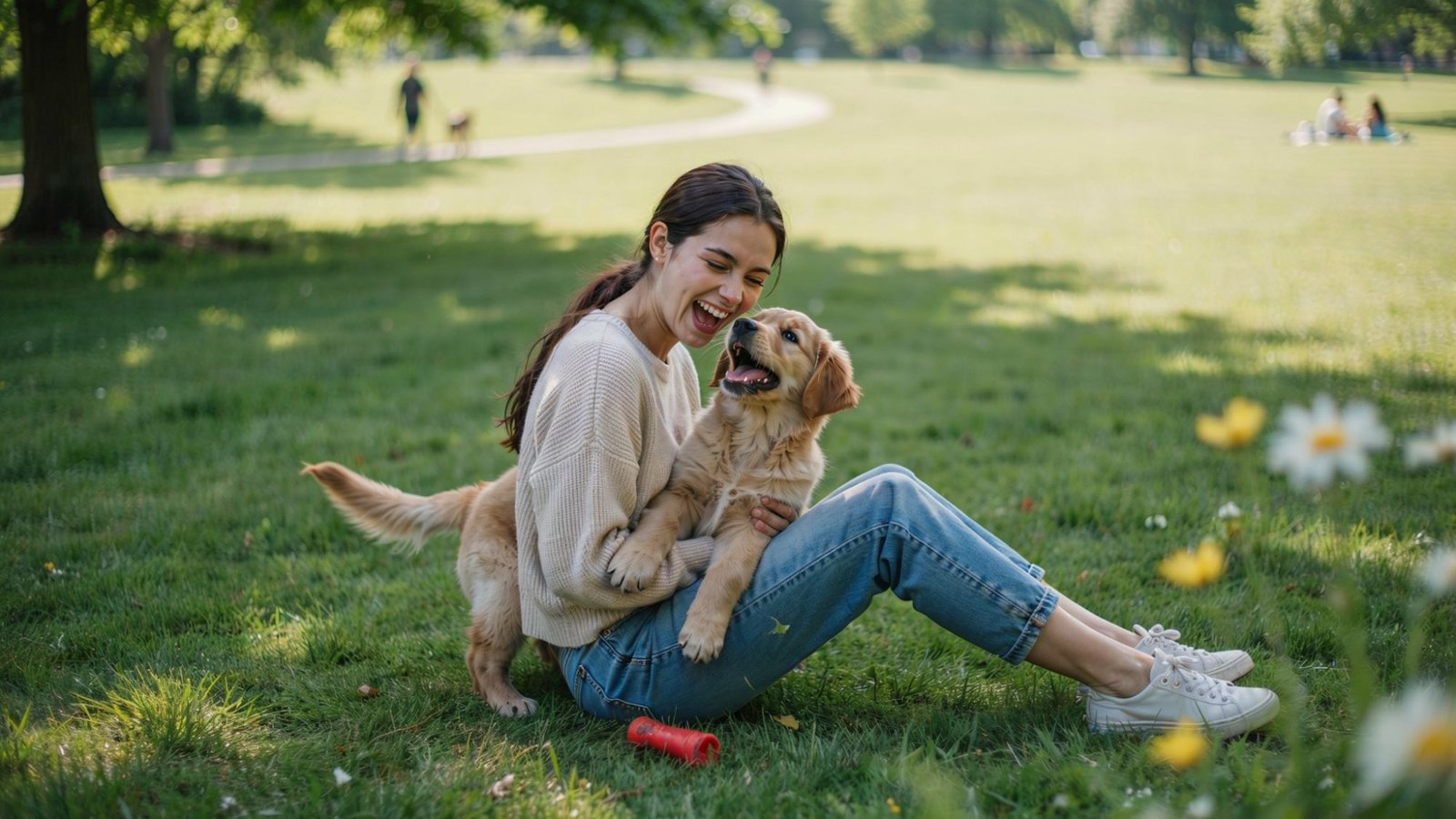 Owner building a strong bond with their puppy through play.